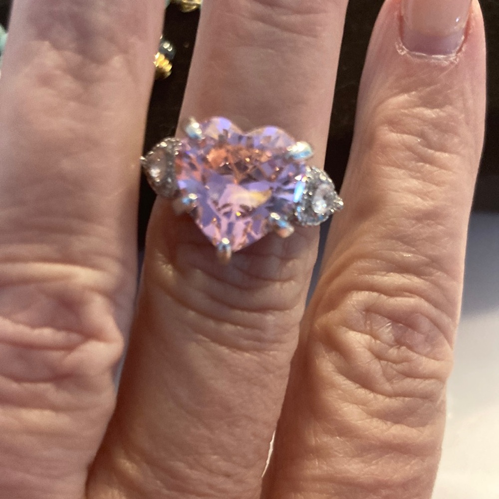Ring Heart Pink CZ new